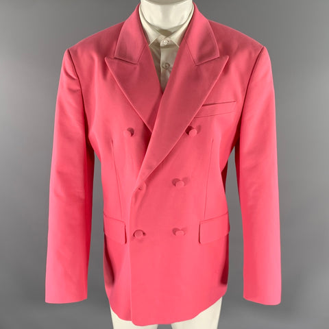 PALM ANGELS Size 42 Pink Cotton Polyester Peak Lapel Sport Coat