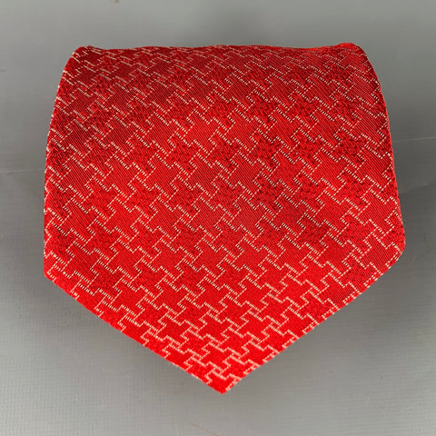 GIORGIO ARMANI Red White Textured Silk Tie