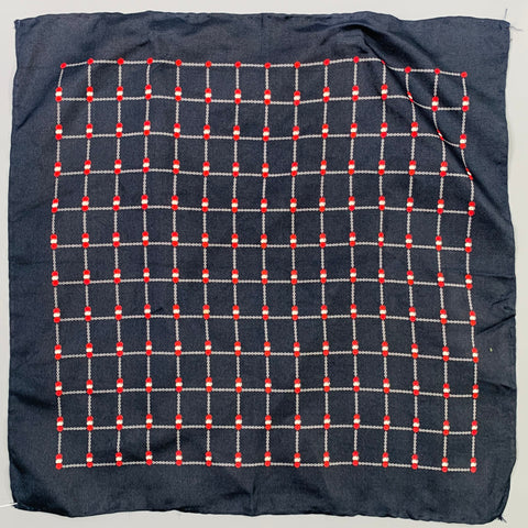 Pochette de costume VINTAGE carrés bleu marine rouge gris