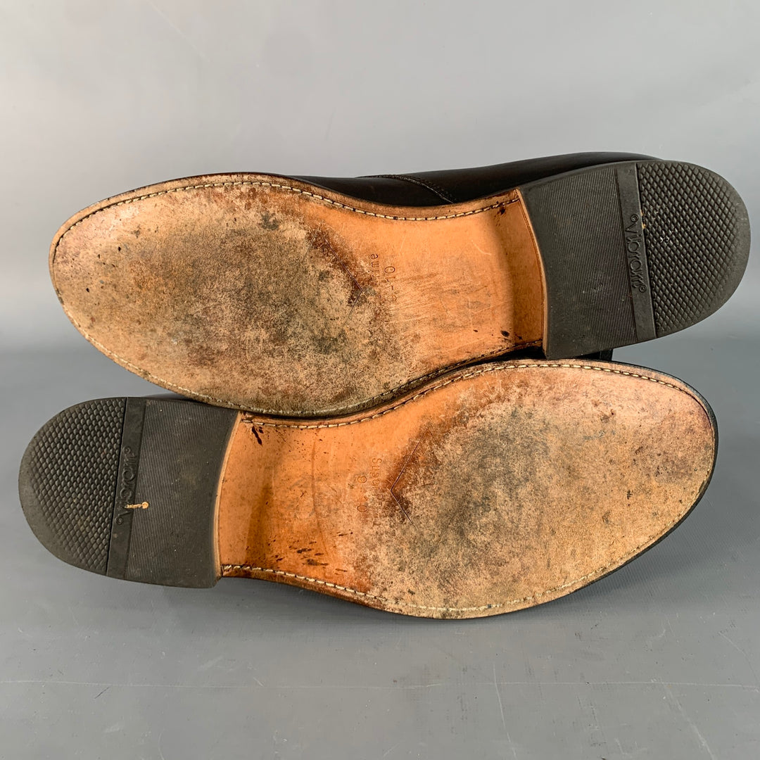 PRADA Size 10 Brown Leather Derby Split Toe Lace-Up Shoes