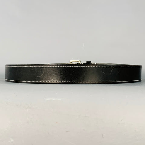COACH Size 34 Black Silver Leather Brass Belt