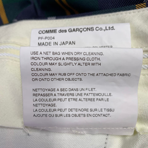 COMME des GARCONS Size XL Green Blue Yellow Plaid Polyester Dress Pants