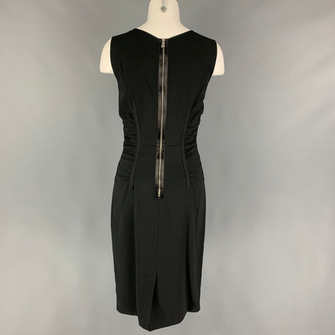 DOLCE &amp; GABBANA Taille 6 Robe de cocktail sans manches froncée en mélange d'acétate noir