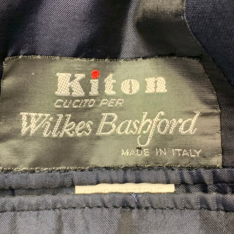KITON Size 40 Navy Wool Notch Lapel Three Button Sport Coat