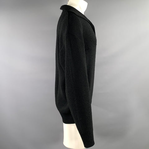 BERGDORF GOODMAN Size M Black Knit Wool Sweater