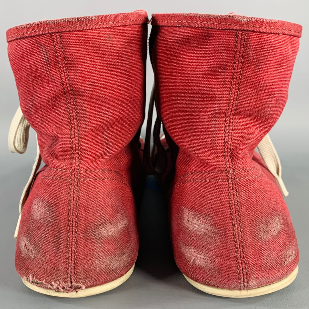 BALENCIAGA 2024 Size 8 Ultraflat High Top Red Canvas Sneakers
