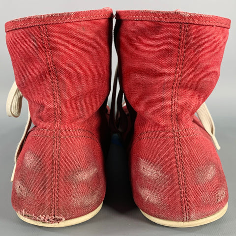 BALENCIAGA 2024 Size 8 Ultraflat High Top Red Canvas Sneakers