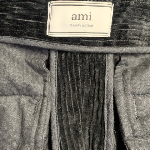 AMI by ALEXANDRE MATTIUSSI Size L Black Corduroy Cotton Button Fly Casual Pants