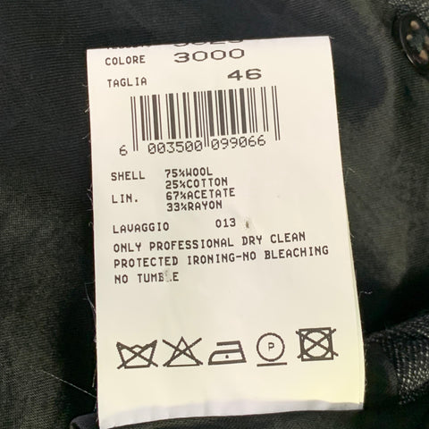 ARMANI COLLEZIONI Size 46 Grey Charcoal Twill Wool Cotton Double Breasted Coat