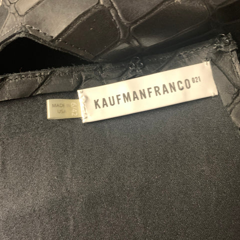 KAUFMAN FRANCO Size 6 Black Crocodile Lamb Leather Shift Cocktail Dress