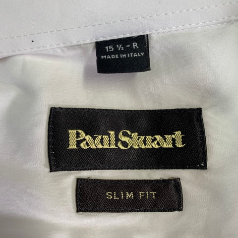 PAUL STUART Size M White Cotton Blend Slim Fit Long Sleeve Shirt