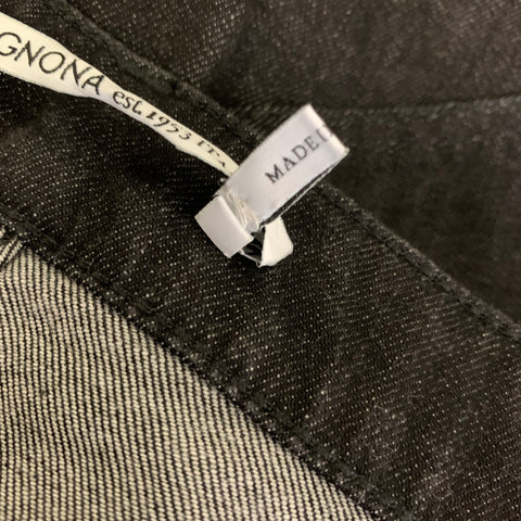 AGNONA Size 34 Black Grey Cotton Cashmere Straight Jeans