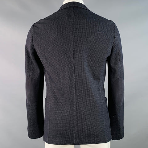 ARMANI COLLEZIONI Size 40 Black Navy Textured Wool Blend Sport Coat