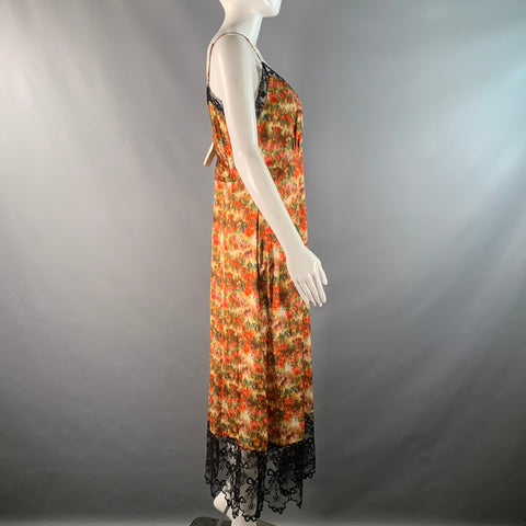 SIMONE ROCHA Size 8 Multi-Color Black Polyester / Elastane Floral Slip Dress