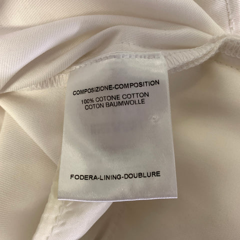 GUCCI Size 6 White Gold Cotton Flared Belted Pants