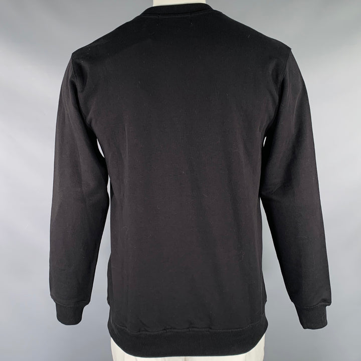 LACOSTE Size L Black Green Knit Cotton Logo Patch Sweater
