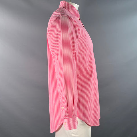 RALPH LAUREN Size XXL Pink White Stripe Cotton Long Sleeve Shirt