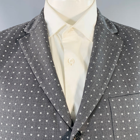 WOOSTER + LARDINI Size 44 Grey Charcoal Dots Wool Notch Lapel Sport Coat