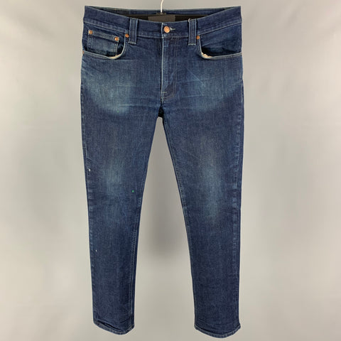 NUDIE JEANS Size 34 Blue Cotton Skinny Jeans