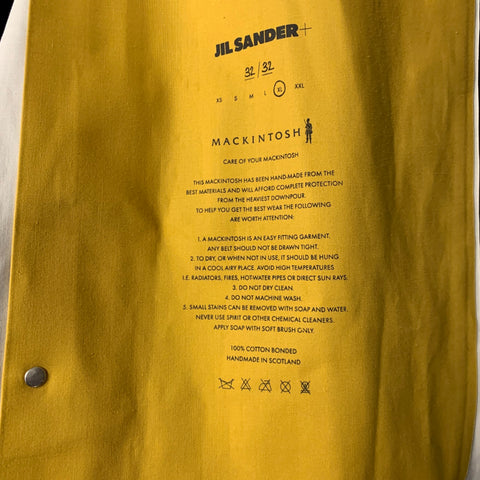 JIL SANDER Size XL Black Bonded Cotton Raincoat Coat