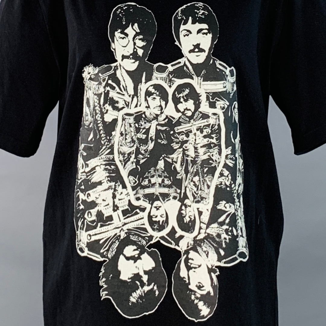STELLA McCARTNEY x THE BEATLES 2021 Size XS Get Back Black White Jersey Rock Print Crew Neck T-Shirt