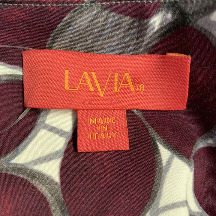 LAVIA 18 Size 12 White Burgundy Cotton Blend Leaves Sleeveless Dress