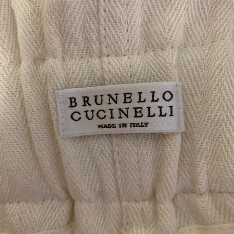 BRUNELLO CUCINELLI Size 8 Cream Linen Cotton Pleated Pants