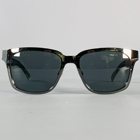 BURBERRY Silver Black Metal Square Sunglasses