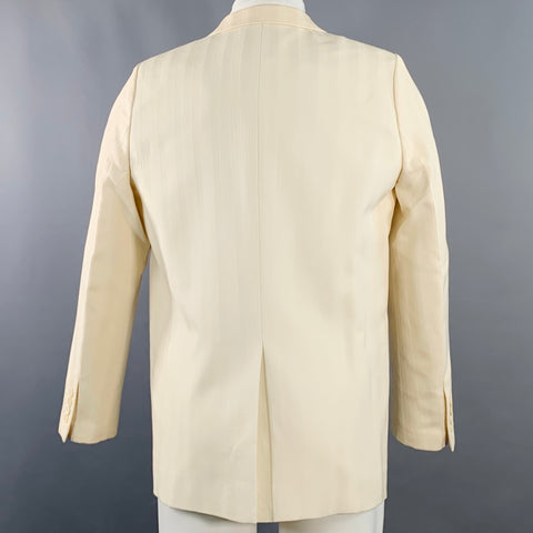 SAINT LAURENT Size 40 Regular Cream White Stripe Wool Peak Lapel Sport Coat
