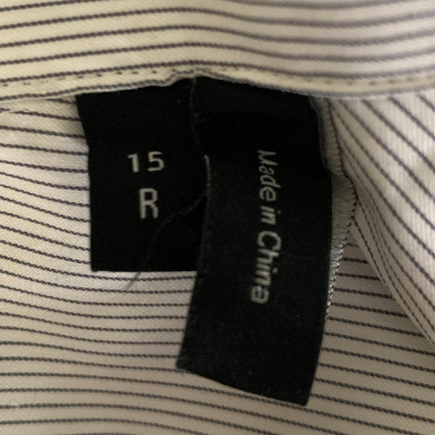 THEORY Size S White Grey Pinstripe Cotton Blend Spread Collar Long Sleeve Shirt