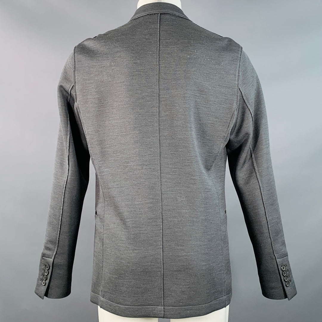 LANVIN Size M Grey Silk Cotton Blend Snaps Notch Lapel Jacket