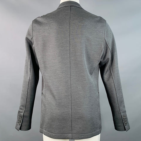 LANVIN Size M Grey Silk Cotton Blend Snaps Notch Lapel Jacket