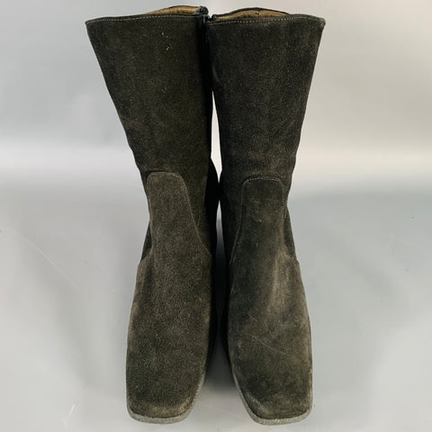 AQUATALIA Bottes en daim noir imperméables à semelle crêpe Taille 9,5