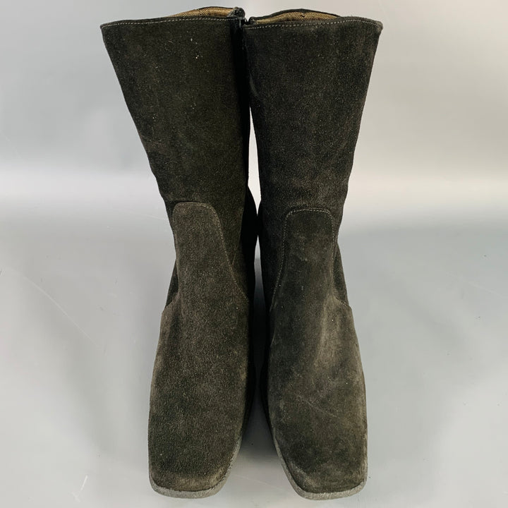 AQUATALIA Size 9.5 Black Suede Waterproof Crepe Sole Boots