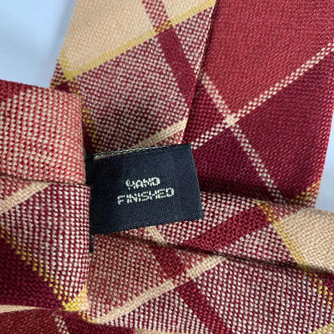 RRL by RALPH LAUREN Burgundy Tan Plaid Wool Tie