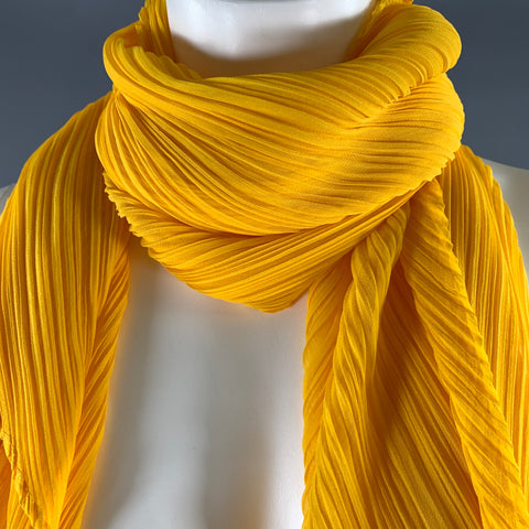 PLEATS PLEASE by ISSEY MIYAKE Yellow Pleated Scarves & Shawls