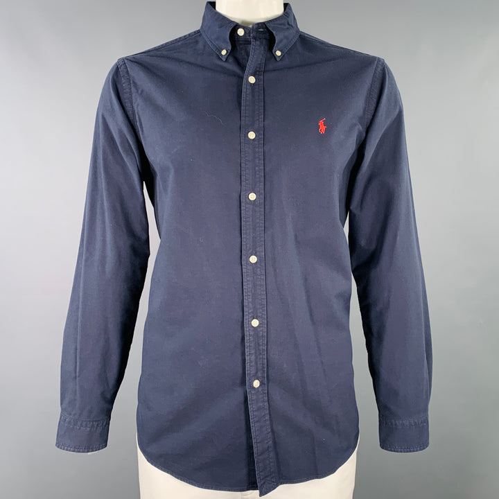 RALPH LAUREN Size L Navy Cotton Button Down Long Sleeve Shirt