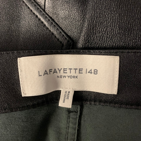 LAFAYETTE 148 Size 10 Black Leather Lambskin Pants