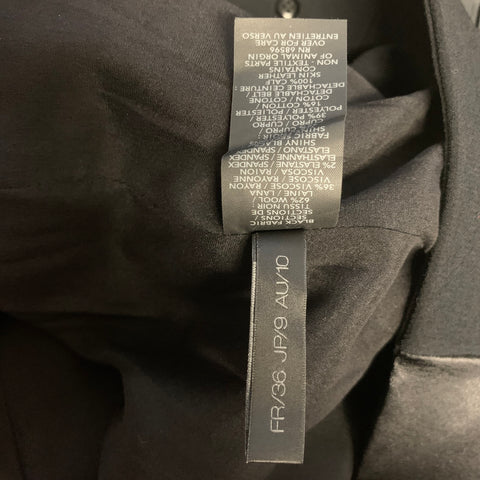 DONNA KARAN Size L Black Wool Blend Mixed Fabrics Double Breasted Coat