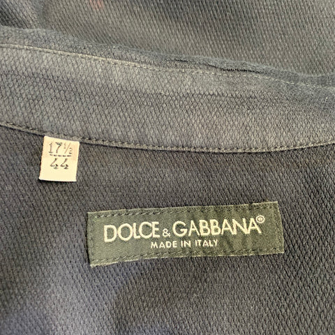 DOLCE & GABBANA Size XL Navy Cotton Patch Pockets Short Sleeve Shirt