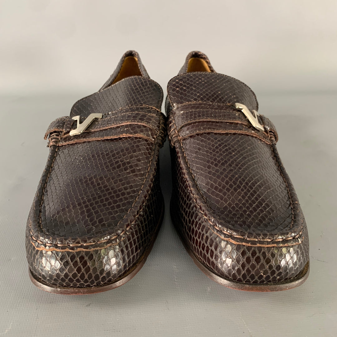 GIANNI VERSACE Size 10 Brown Python Loafer Loafers