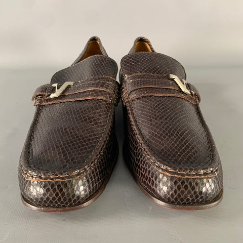 GIANNI VERSACE Size 10 Brown Python Loafer Loafers