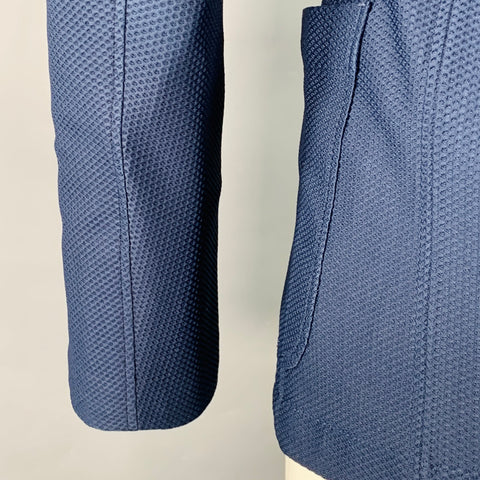 ARMANI COLLEZIONI Chest Size 40 Navy Textured Polyester Blend Sport Coat