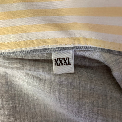 BRUNELLO CUCINELLI Size XXXL Yellow White Stripe Linen Cotton Long Sleeve Shirt