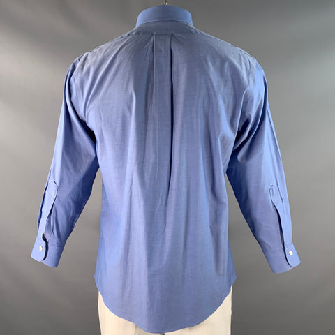 BROOKS BROTHERS Size XL Blue Cotton / Lycra One pocket Long Sleeve Shirt