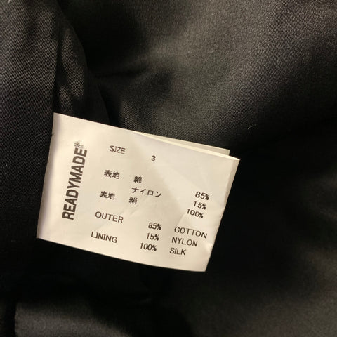 READYMADE Size L Black Tweed Cotton Polyester Collarless Jacket
