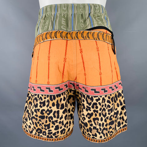 KAPITAL Size M Multi Color Mixed Patterns Cotton Blend Elastic Waistband Shorts