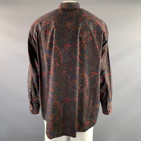 ROBERT GRAHAM Size XXL Burgundy Green Paisley Cotton Button Up Long Sleeve Shirt