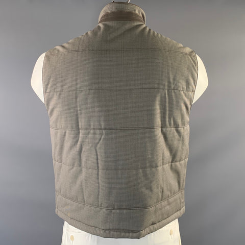 ERMENEGILDO ZEGNA Chest Size 42 Size L Grey Brown Wool & Silk Zip Up Vest