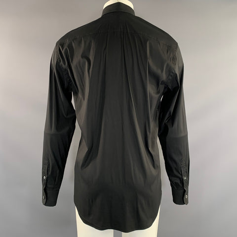 PRADA Size M Black Cotton Blend Button Up Long Sleeve Shirt
